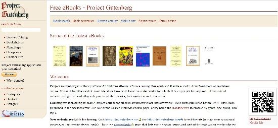 Project Gutenberg interface